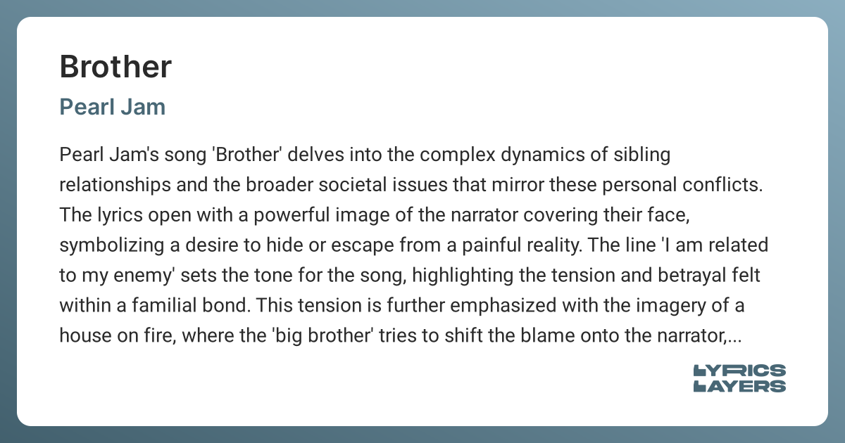 Meaning of BROTHER Pearl Jam