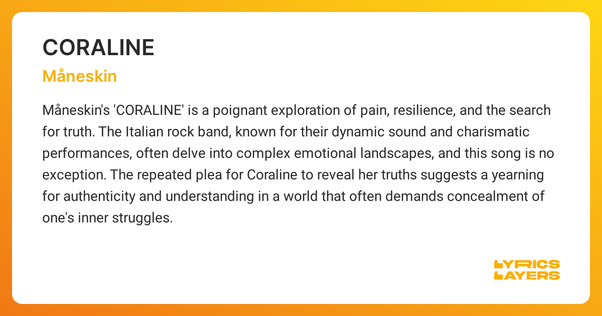 Meaning of CORALINE (Måneskin)