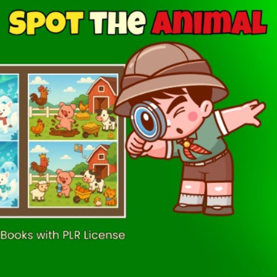 Spot the Animal PLR Review – Prompts Create Spot the Difference Books