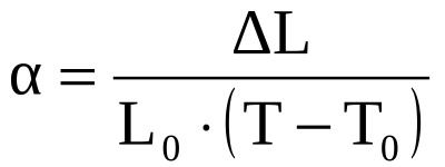 Fórmula para calcular o coeficiente de dilatação térmica