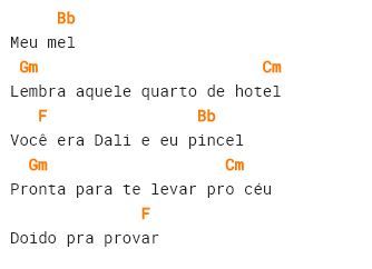 Trecho do refrão da cifra da música Meu Mel, hit de Anitta com o trio Melim