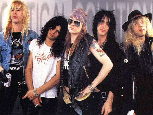 Membros da formação clásica do Guns N' Roses, em 1988