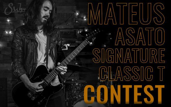 Mateus Asato  com sua guitarra Suhr Mateus Asato Signature Classic T 