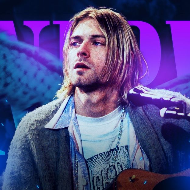 En la imagen el cantante Kurt Cobain se presenta en vivo