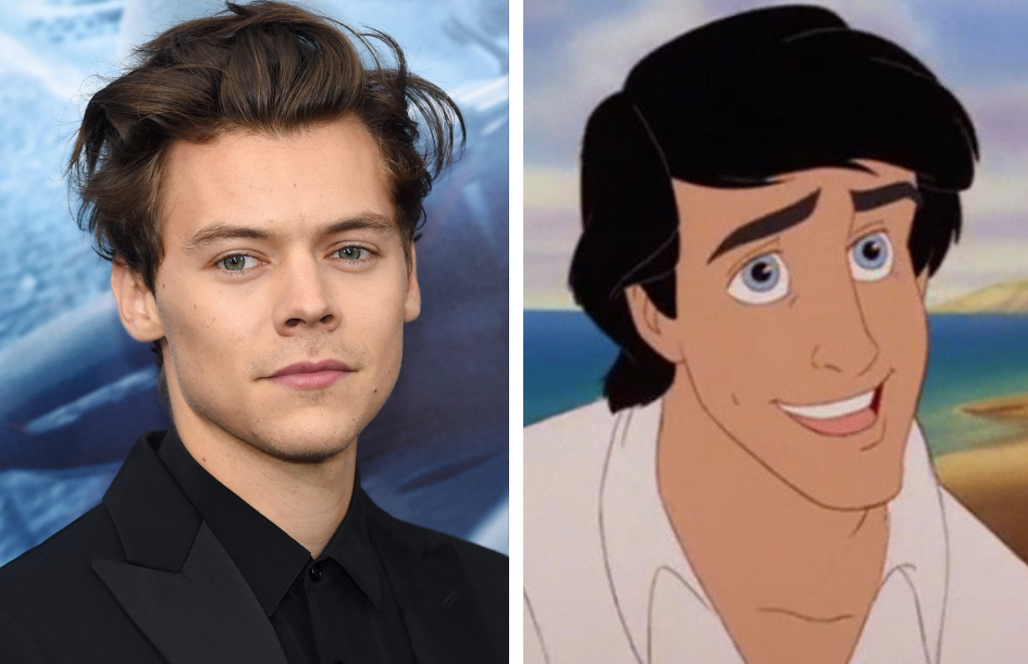 Harry Styles em comparação com Príncipe Eric, personagem de A Pequena Sereia