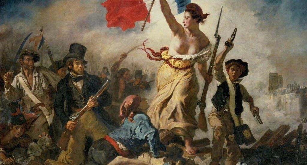 A Liberdade guiando o povo, pintura de Eugène Delacroix em comemoração à Revolução Francesa