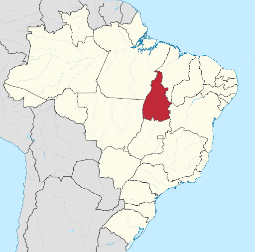 Tocantins no mapa do Brasil
