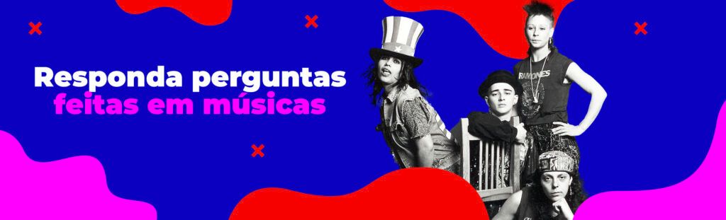 Banner azul, vermelho e rosa com imagem da banda 4 Non Blondes