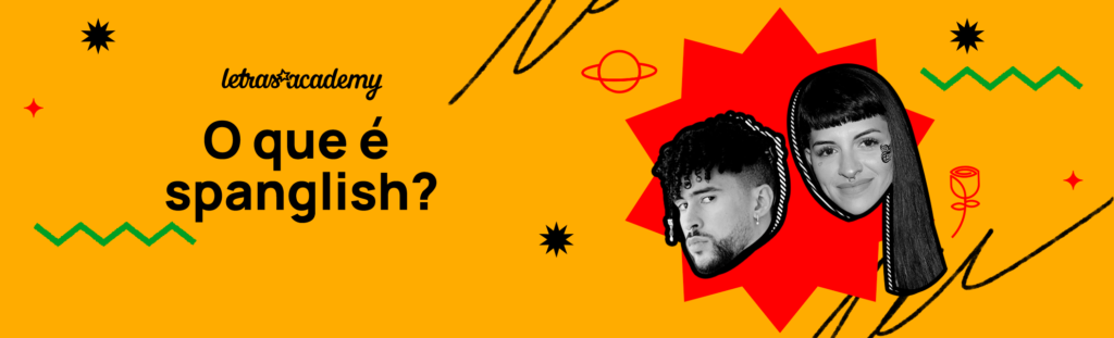 Banner amarelo e vermelho com imagem dos cantores Bad Bunny e CAZZU