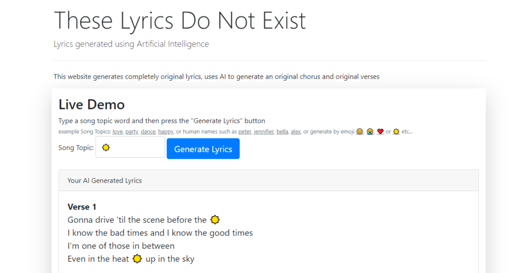 Inteligência Artificial - These Lyrics Do Not Exist