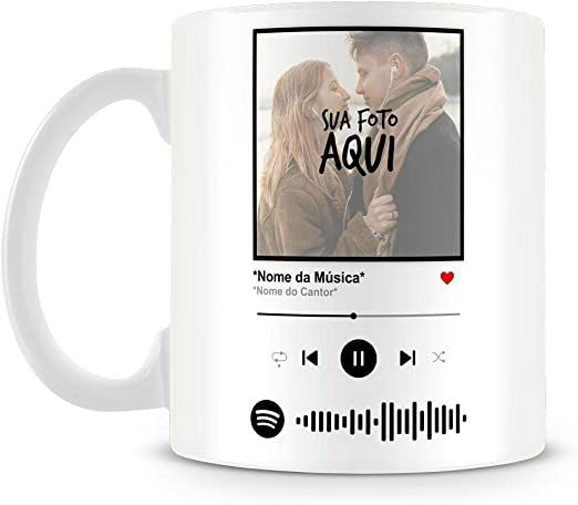 Presentes para mães que amam música: Caneca Personalizada com Foto e Música Spotify