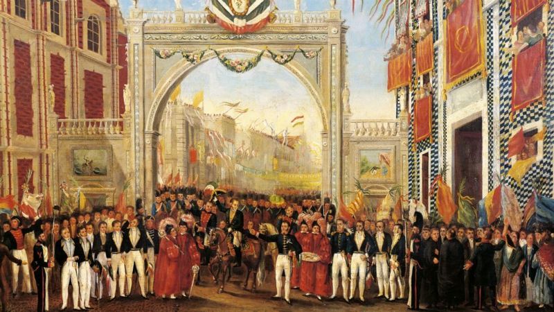 La imagen es una pintura del fin de la lucha por la independencia de México