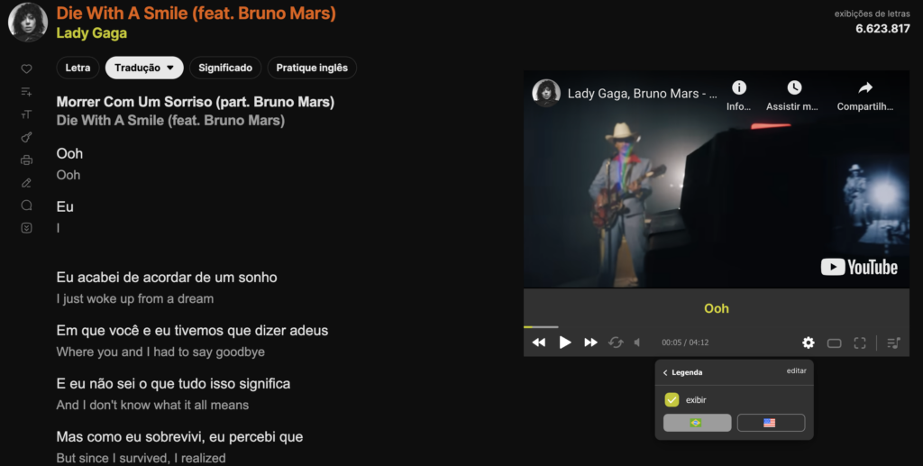 como enviar letras e traduções