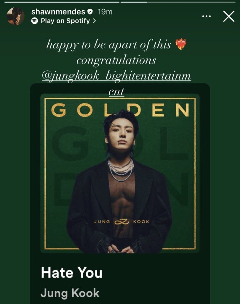 Mensagem de Shawn Mendes para Jungkook sobre a música Hate You