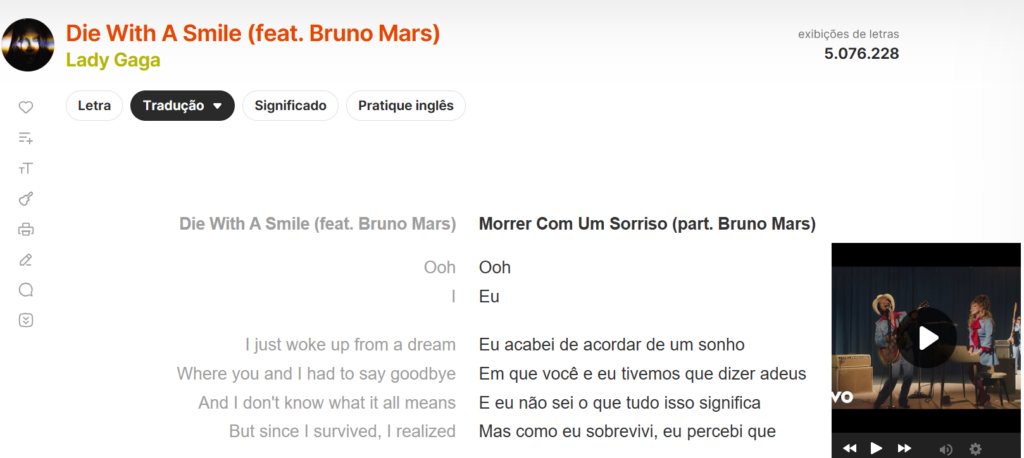 Letra e tradução: Die With A Smile, Lady Gaga e Bruno Mars