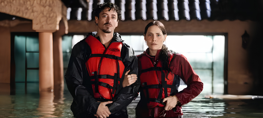 imagem de Jesuíta Barbosa e Leticia Colin em cenário para a novela Quem Ama Cuida