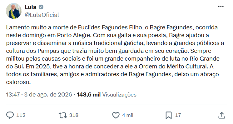 Lula sobre Bagre Fagundes