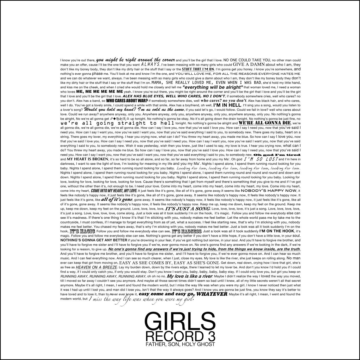Capa do Álbum "Father, Son, Holy Ghost", de Girls