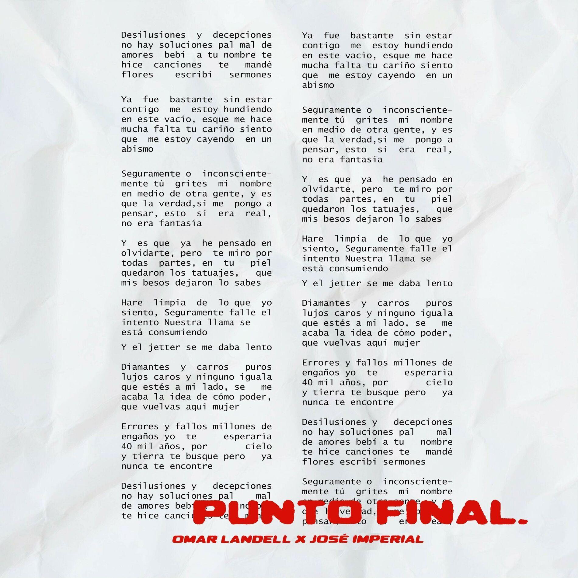 Portada de Sencillo/EP "PUNTO FINAL", de Omar Landell