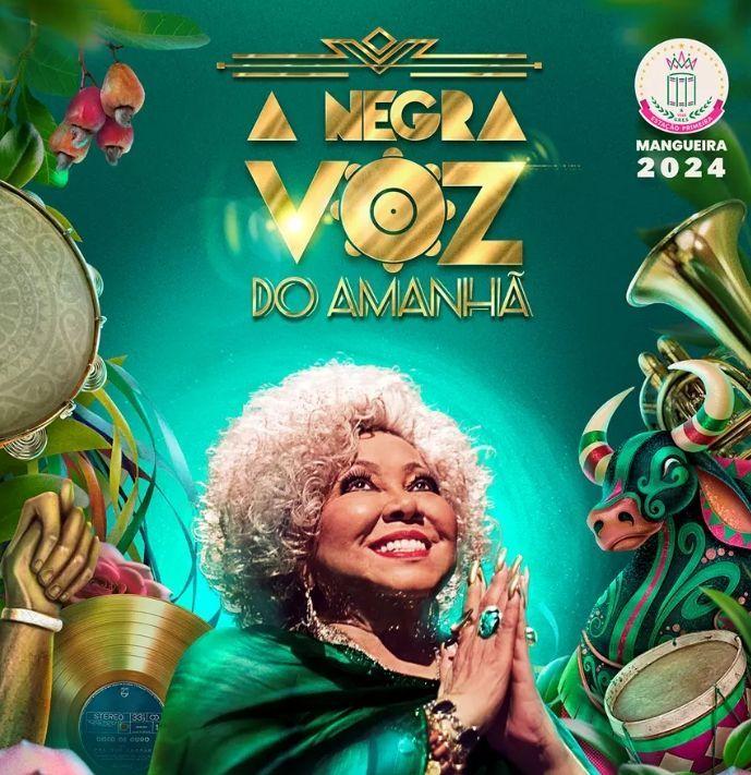Portada de Sencillo/EP "A Negra Voz Do Amanhã - Mangueira 2024", de G.R.E.S. Estação Primeira de Mangueira (RJ)