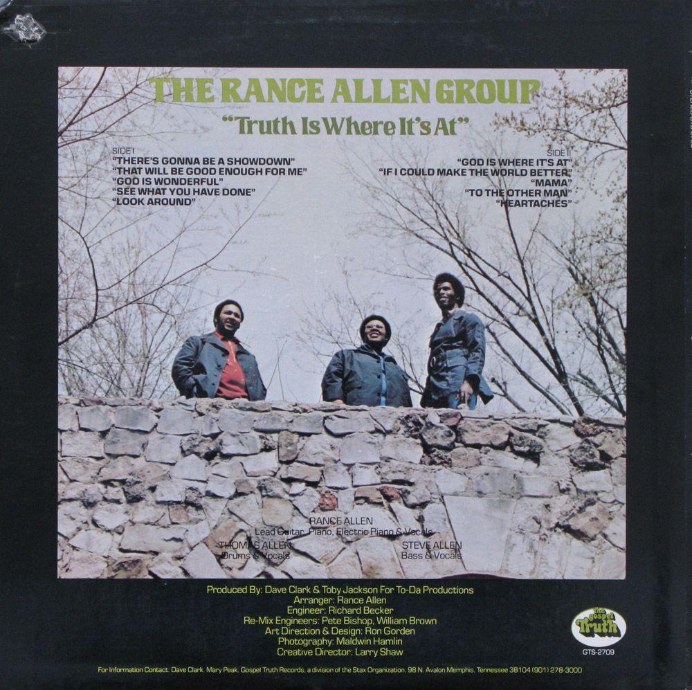 Portada de Álbum "Truth Is Where It At", de Rance Allen Group