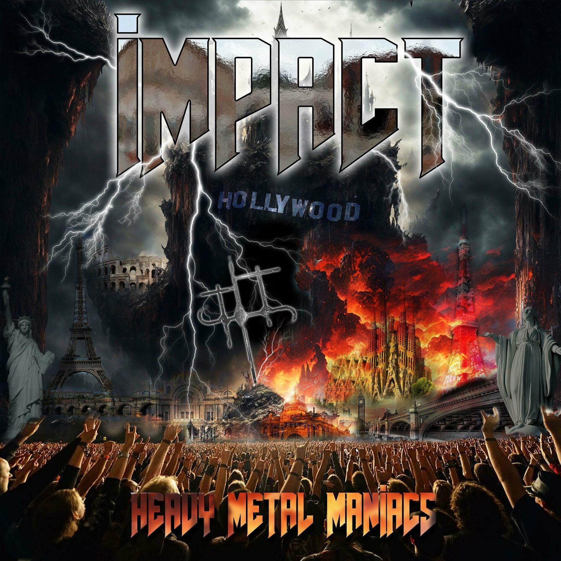 Portada de Sencillo/EP "Heavy Metal Maniacs", de Impact (Heavy Metal)