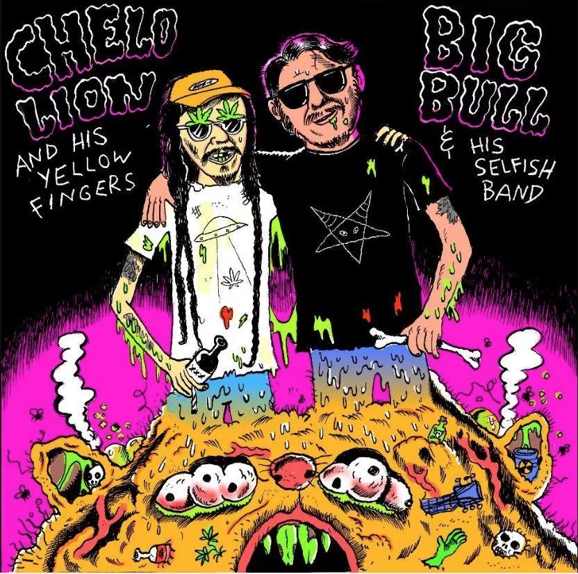 Album cover of "Chelo Lion and his Yellow Fingers Vs Big Bull & his Selfish Band" by Chelo Lion And His Yellow Fingers