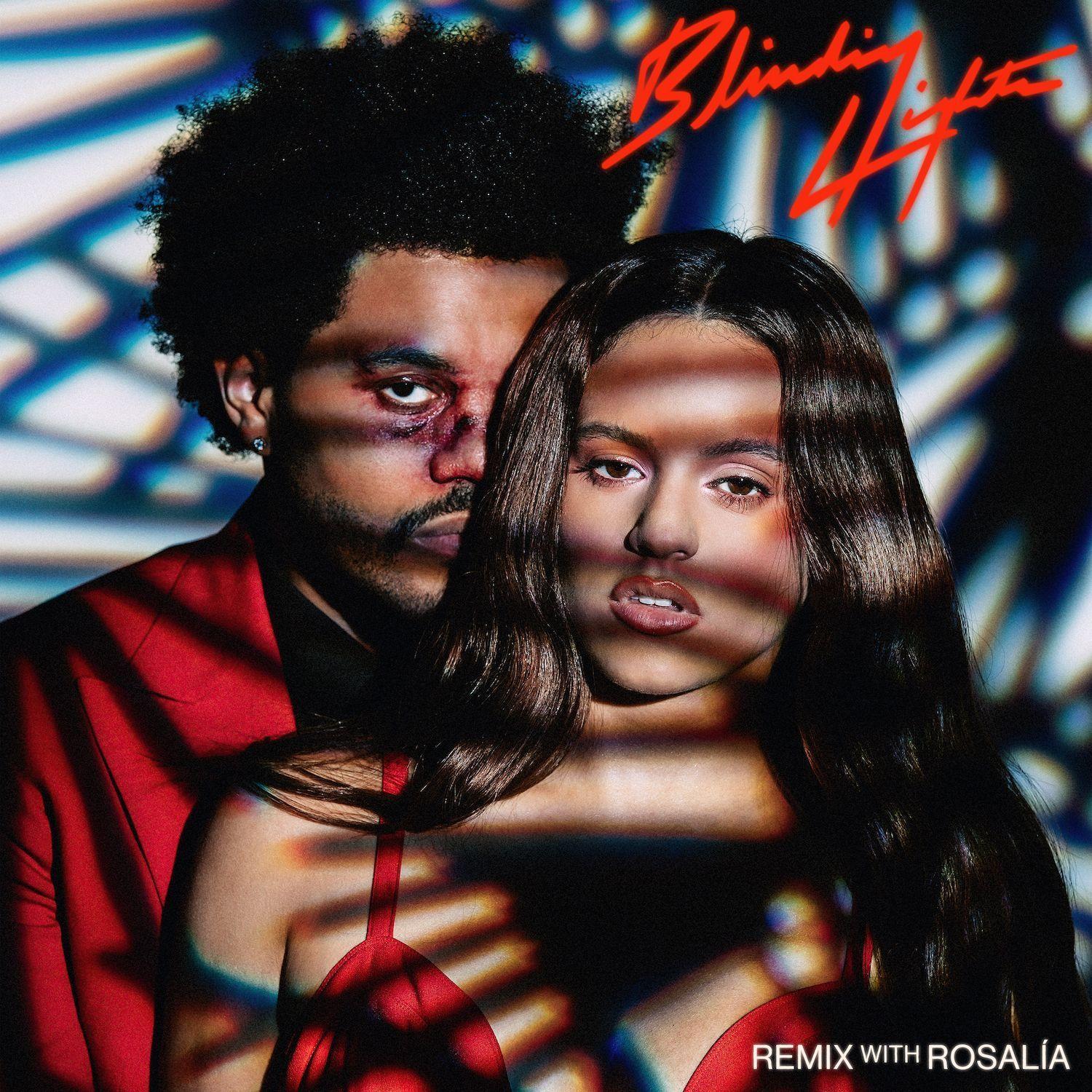 Portada del álbum "Blinding Lights (remix) (feat. ROSALÍA)", de The Weeknd