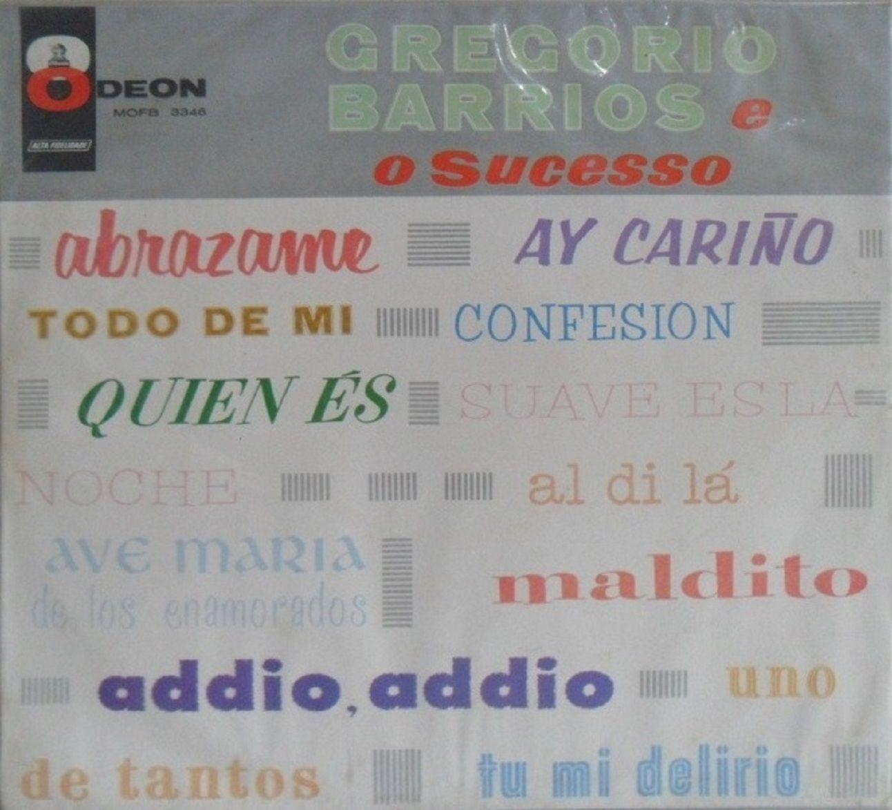 Capa do Álbum "Gregório Barrios E O Sucesso", de Gregório Barrios
