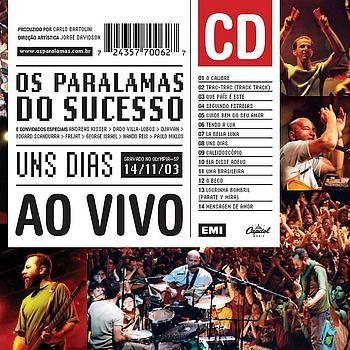 Capa do Álbum "Uns Dias (Ao Vivo)", de Os Paralamas do Sucesso