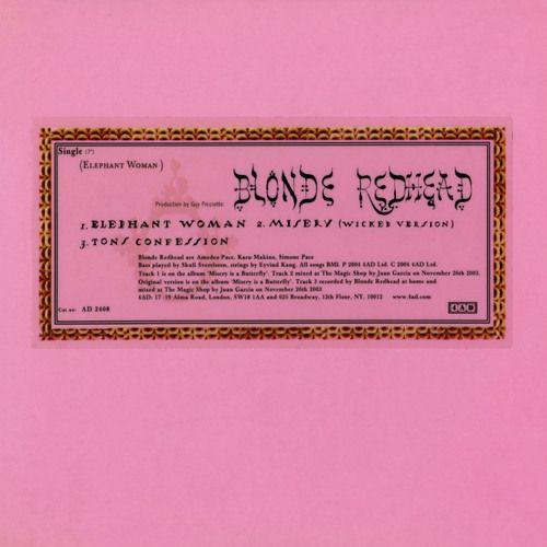 Capa do Single/EP "Elephant Woman", de Blonde Redhead
