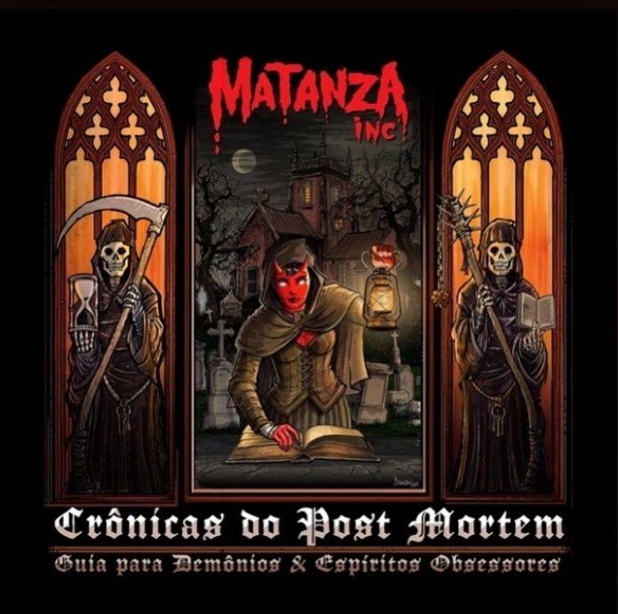 Capa do Álbum "Crônicas do Post Mortem: Um Guia Para Demônios e Espíritos Obsessores", de Matanza Inc