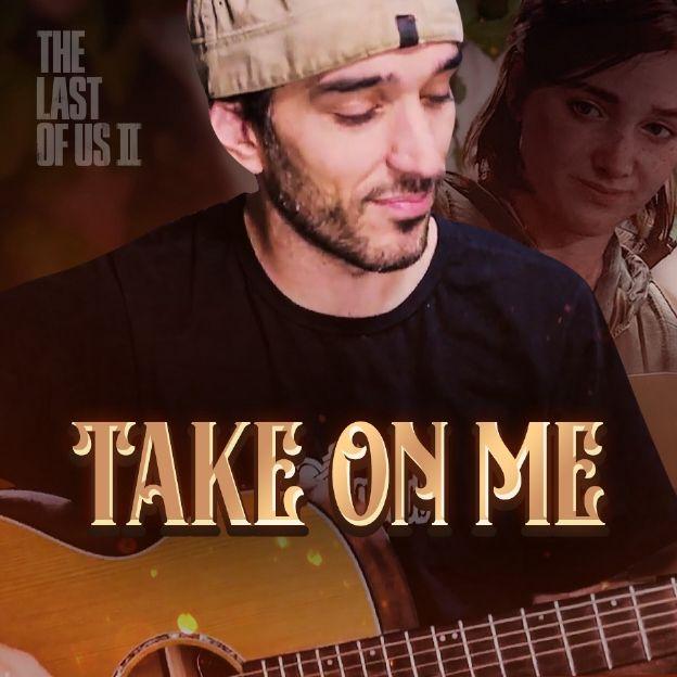 O instrutor Leo Eymard posa no centro da imagem tocando violão e o título: Take On Me