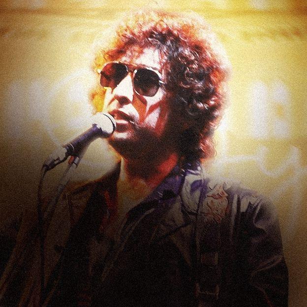 Na imagem, foto do cantor Bob Dylan.