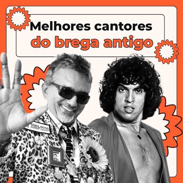 Os cantores Falcão e Sidny Magal posam na imagem com o titulo: Melhores cantores do brega antigo