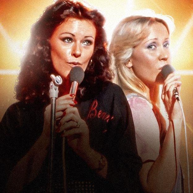 As cantoras Agnetha Fältskog e Anni-Frid Lyngstad, da banda sueca disco Abba.