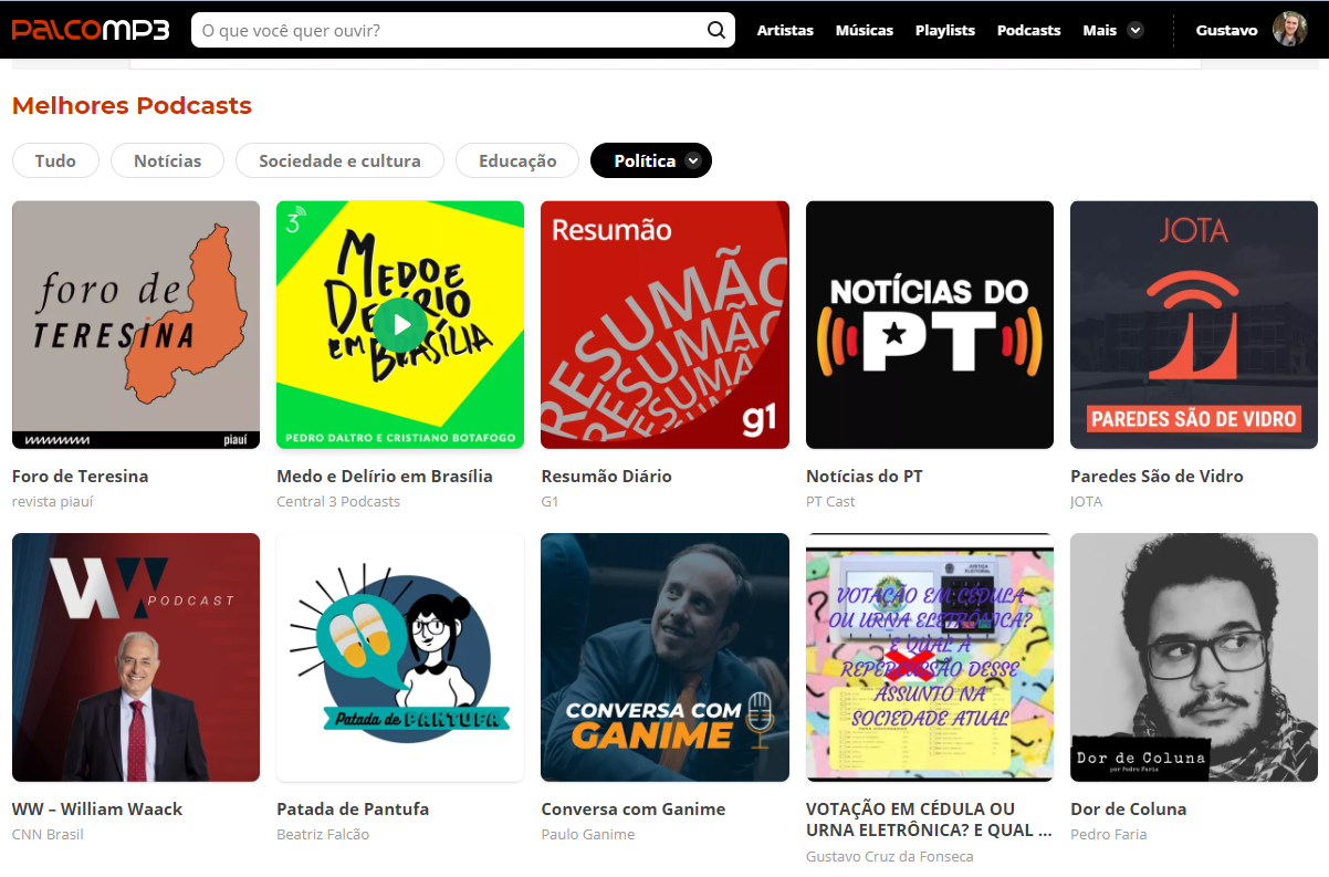 Palco MP3 disponibiliza podcasts sobre política