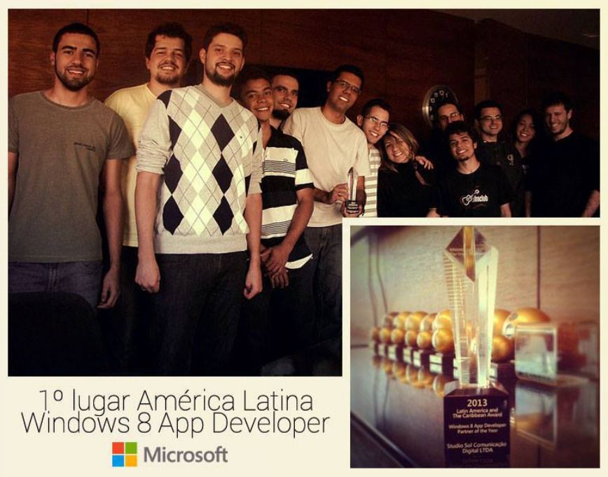 Print da manchete "1º lugar América Latina Windows 8 App Developer", sobre o Palco MP3